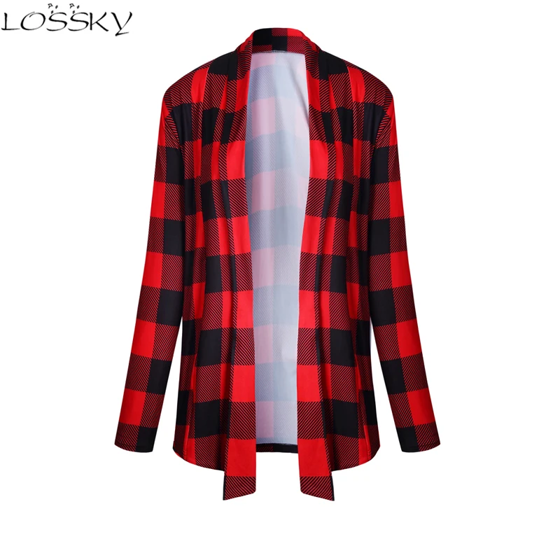 2017 Autumn Loose Plaid Printed Jacket Women Cardigan