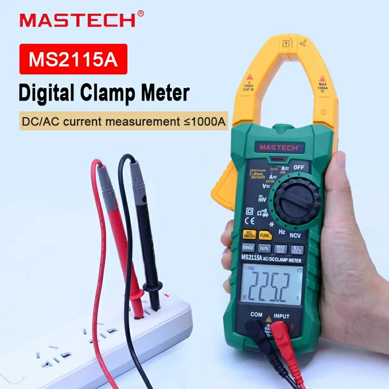 MASTECH MS2115A AC/DC Digital Clamp Meter 1000A NCV auto range current