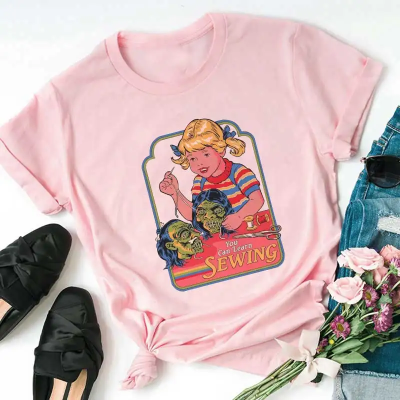 

2019 Hillbilly Summer T Shirt Women You Can Learn Sewing Funny Casual T Shirts Harajuku Vintage Tee Shirts Femme