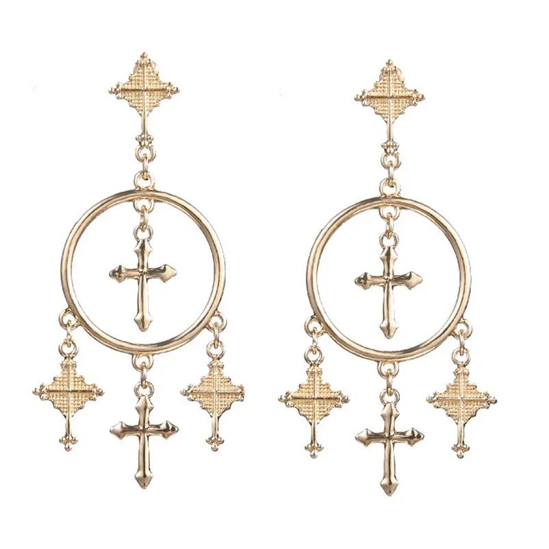2018 Fashion Earrings for women Cross Earring Retro Art Dangle Earring Eardrop Ear Jewelry For gift Brincos J19#N (1)