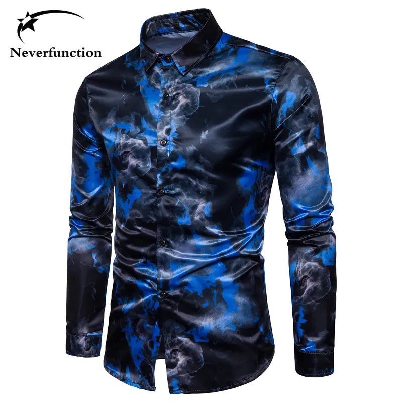 

3D Ink Print men Shirts Hip Hop Casual Camisa Masculina fashion printed Long Sleeve Brand Slim Fit Autumn Mens Dress shirts