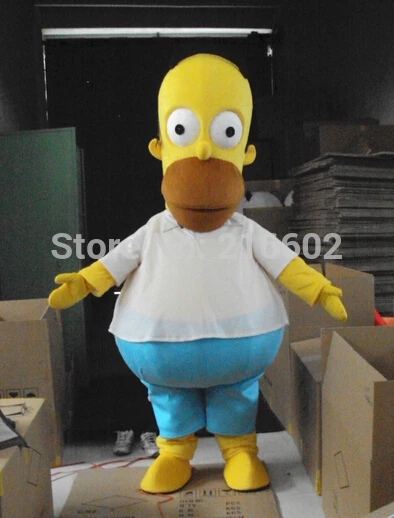 

Hot Sale Homer simpson cartoon Mascot Costume Fancy Dress Animal Mascot costume Free shipping