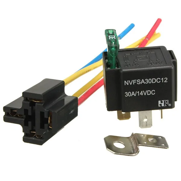 AUTO Relè Presa 4Pin Supporto Relay DC12V 40A Con 4 Cavi Socket Relè