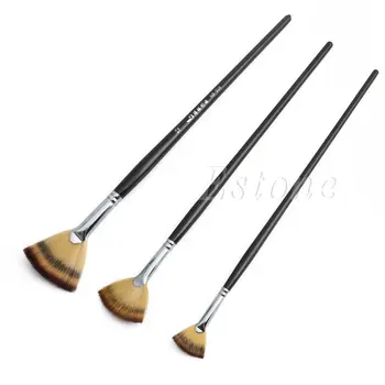 

Fan Brush Pen for Oil Acrylic Water Painting Artist Wooden Handle 1 Set 3 Size