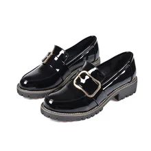 Прямая поставка женский туфли на плоской подошве повседневные кожаные с круглым носком обувь для женщин оксфорды на платформе Низкие слипоны Большие размеры 35-42