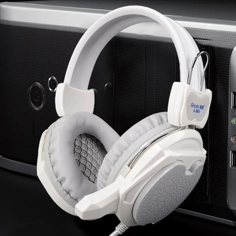 

Professional Gaming Headsets With Mic HI-FI Stereo Light-emitting Music Wired Headphones Protein Earmuffs-White LF01-021 ITSYH