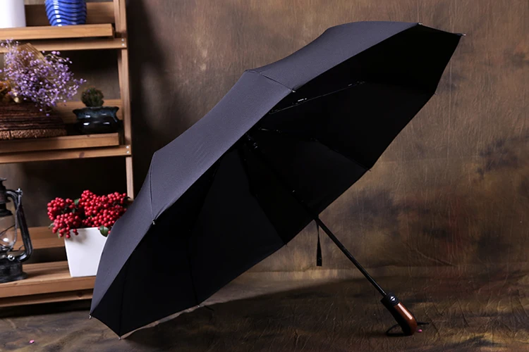 Модный черный полностью автоматический коммерческий Зонт размера плюс 10 ветрозащитный зонт складной зонт от солнца двойной