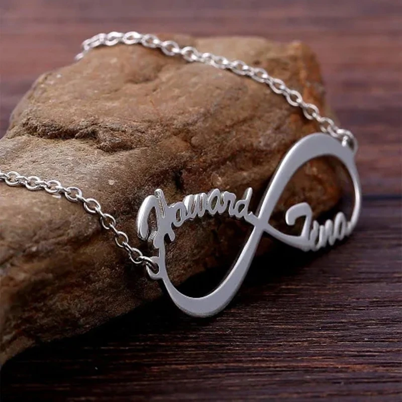 

Personalized Infinity Necklaces Rose Gold Customized Name Necklace Women Bts Friendship Gift Stainless Steel Nameplate Jewelry