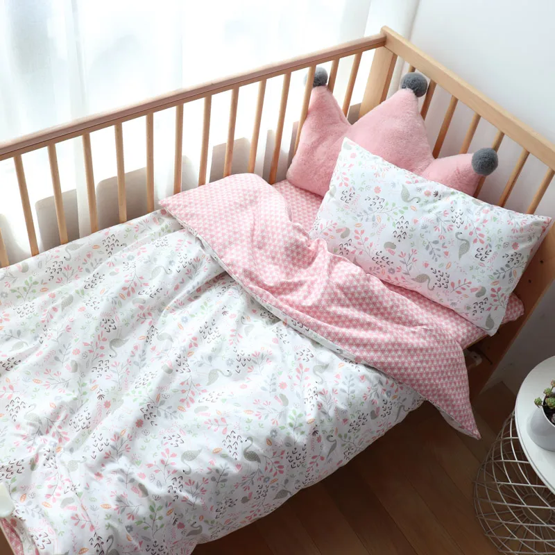 Baby Bedding Set for Newborns Soft Cotton Crib Bedding Set with Bumper for Girl Bed Linen Kid Baby Nursery Decor baby crib sheet,baby crib bumper,baby pillowcase