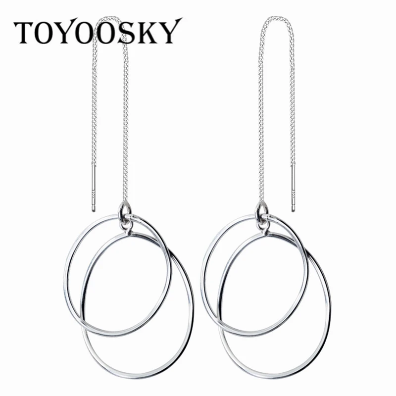 TOYOOSKY 925 серебряные ювелирные изделия для ушей, модные круглые серьги, темпераментные длинные серьги с кисточками, ювелирные изделия для женщин