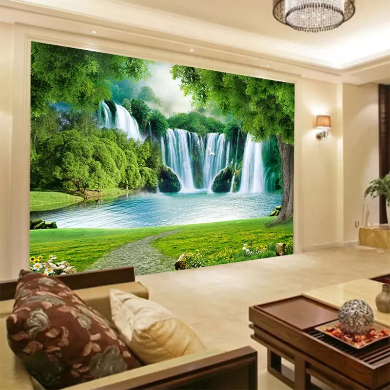 3D Wallpaper Modern Waterfall Landscape Grass Landscape Mural Living Room TV Sofa Background Wall Cloth Home Decoration Fresco 3d wallpaper mural wall covering wallpaper canvas painting wallpaper