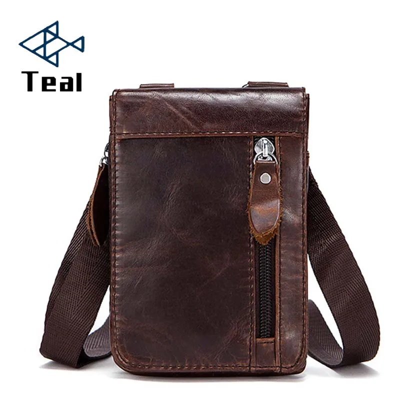 

Genuine Leather Male Waist Packs Belt Bags Small Messenger Shoulder Men Genuine Leather Phone Pouch Card Holder Key Case