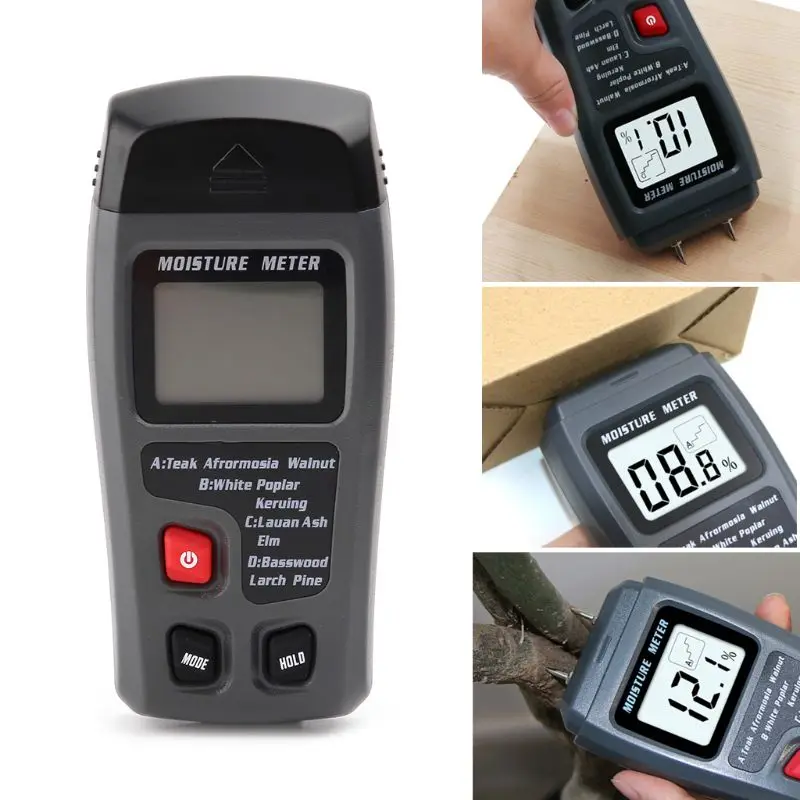 

EMT01 Two Pins Digital Wood Moisture Meter 0-99.9% Wood Humidity Tester With LCD