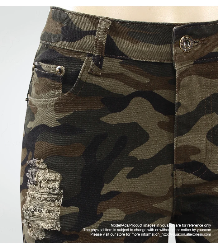2106 Youaxon Camo Torn Bermuda Shorts 