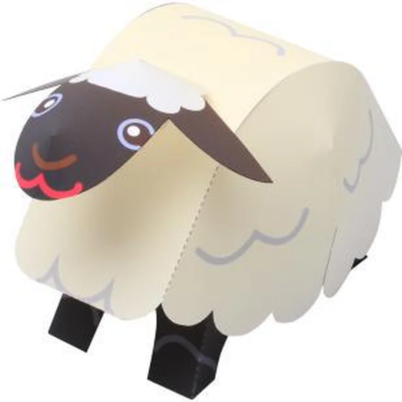 

Paper Craft Sheep Cartoon Animals 1:10 3D Paper Model Space Library Papercraft Cardboard House for Children Paper Toys