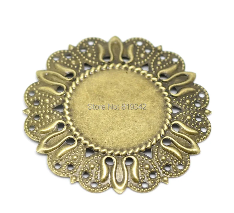 

Free shipping-30pcs Antique Bronze Filigree Cabochon Setting Wraps Connectors Decoration DIY Embellishments Findings 49mm J0575
