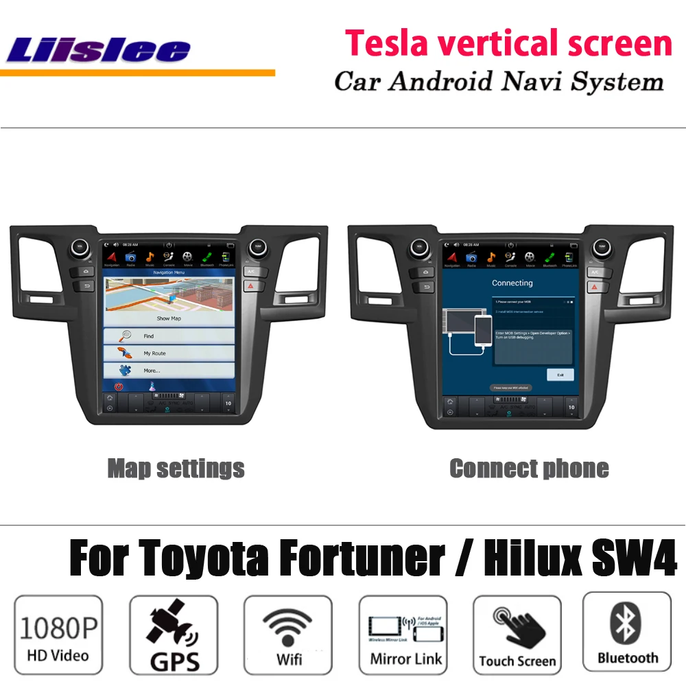 Excellent Liislee Android Tesla vertical For Toyota Fortuner / Hilux SW4 Stereo Car BT Carplay GPS Navi Map Navigation System Multimedia 3