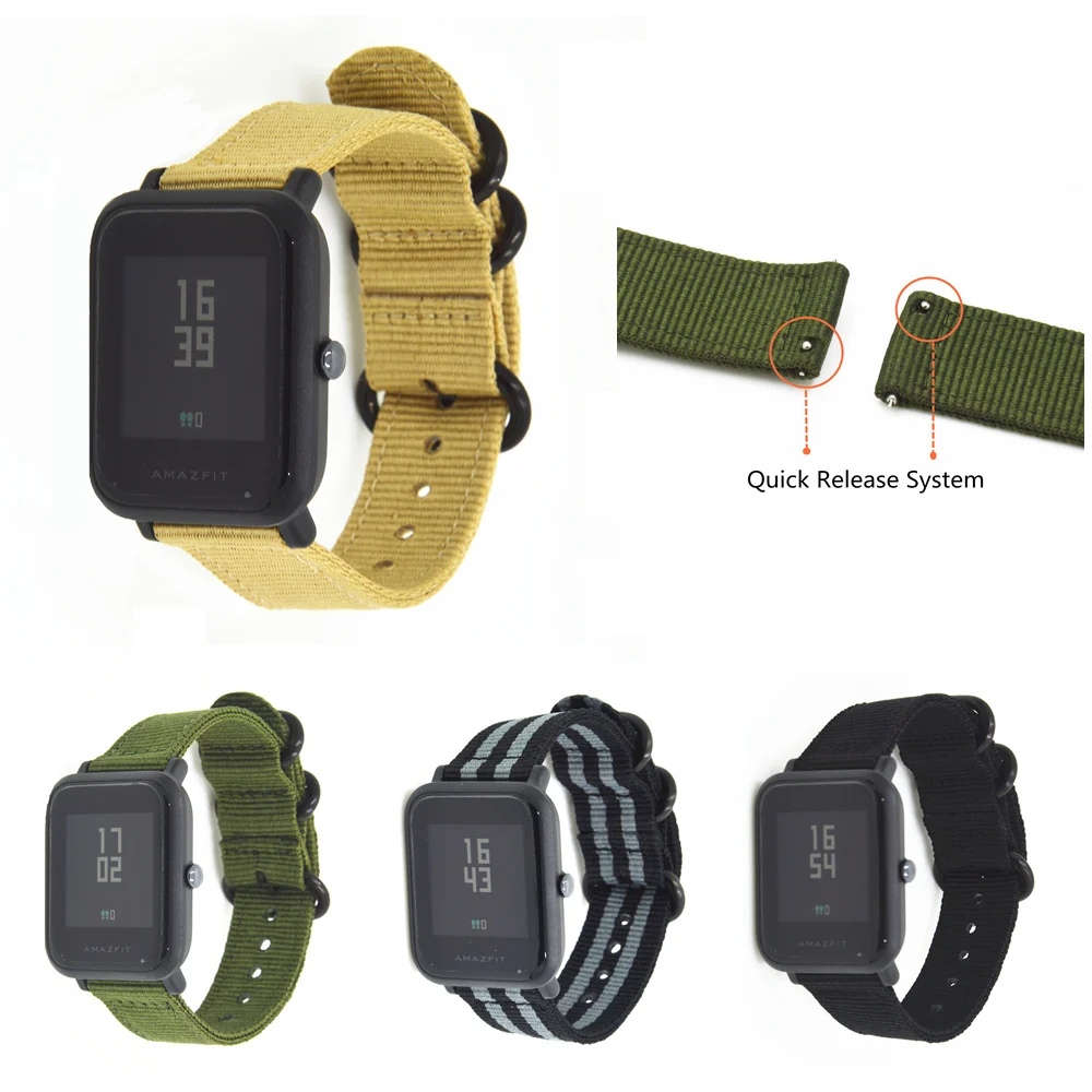 Модный Цветной нейлоновый Браслет Для Xiaomi Huami Amazfit Bip BIT Lite Молодежные спортивные