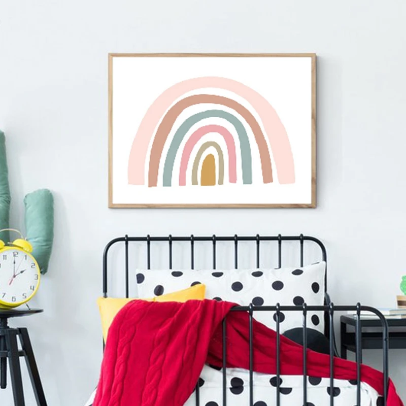 Rainbow canvas print kids room decor