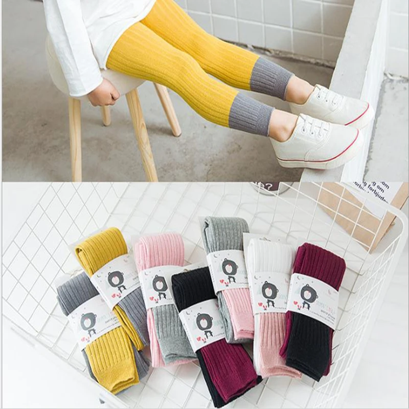 

2018 Spring Autumn New Hot Sale Children Pantyhose Fashion Mix Color Cute Baby Girls Leggings Pant 100% Cotton