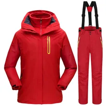 30 градусов Зимний горный лыжный костюм для женщин водонепроницаемый ветрозащитный сноуборд куртки+ брюки женский открытый теплый комплект одежды