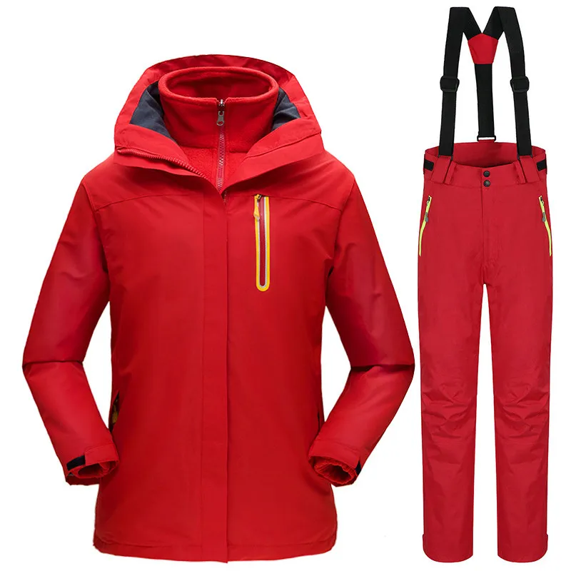 -30 درجة الشتاء دعوى التزلج الجبلية للنساء للماء يندبروف على الجليد جاكيتات + السراويل الإناث في الهواء الطلق الملابس الدافئة مجموعة