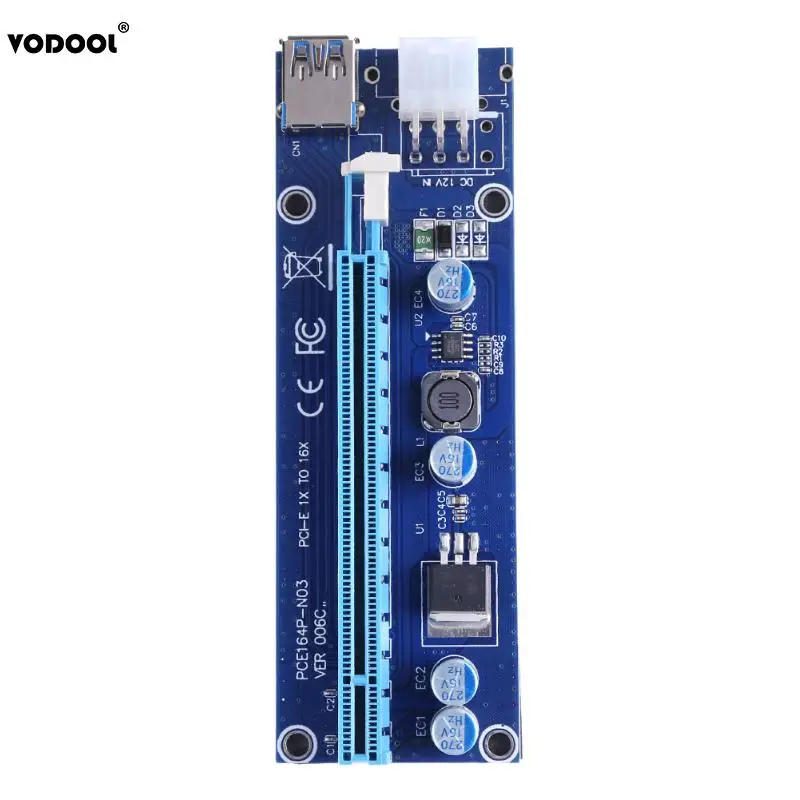 VODOOL PCI E 1X до 16X PC расширитель для видеокарты расширения набор карт с 6 контактным