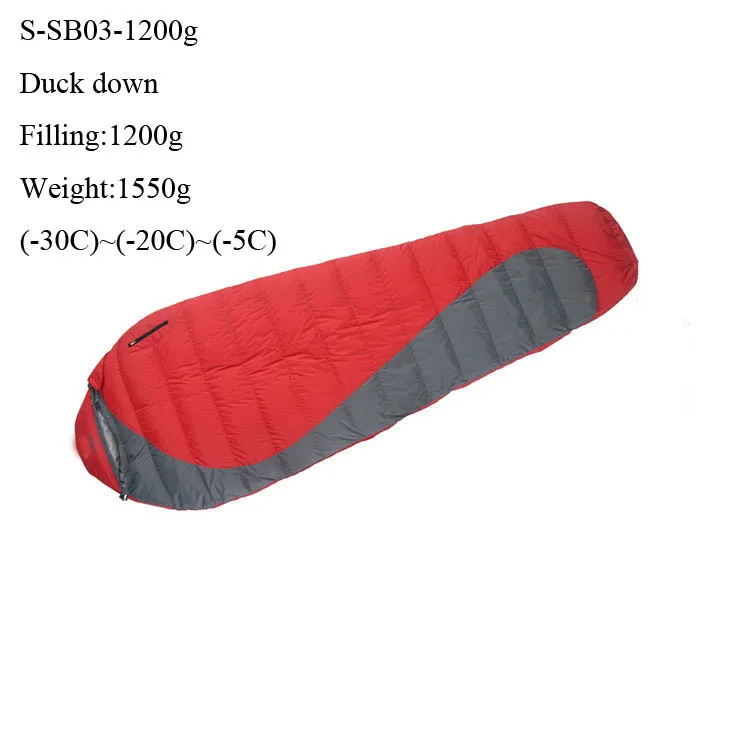 

-30C~ -5C!Filling 1200g duck down Outdoor mountaining mummy sleeping bag super light warm autumn/winter widen bag can be spliced