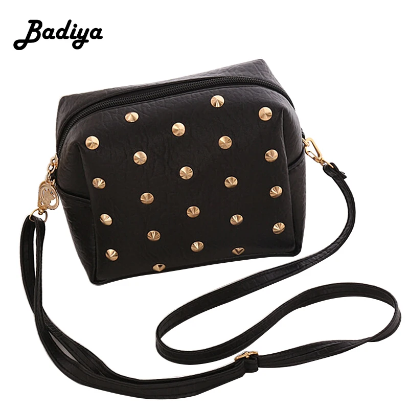 

New Fashion Women Rivet Shoulder Bag Small Phone Case Messenger Bags Solid Flap Female Bolsa Mini Handbag For Ladies Girls Bags