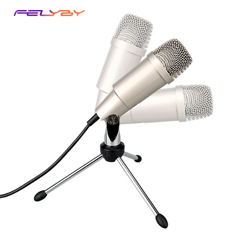 

FELYBY AK-2 Portable Mini Wired Desktop Conference Condenser Microphone Recording Studio Tabletop Mic for Computer Laptop