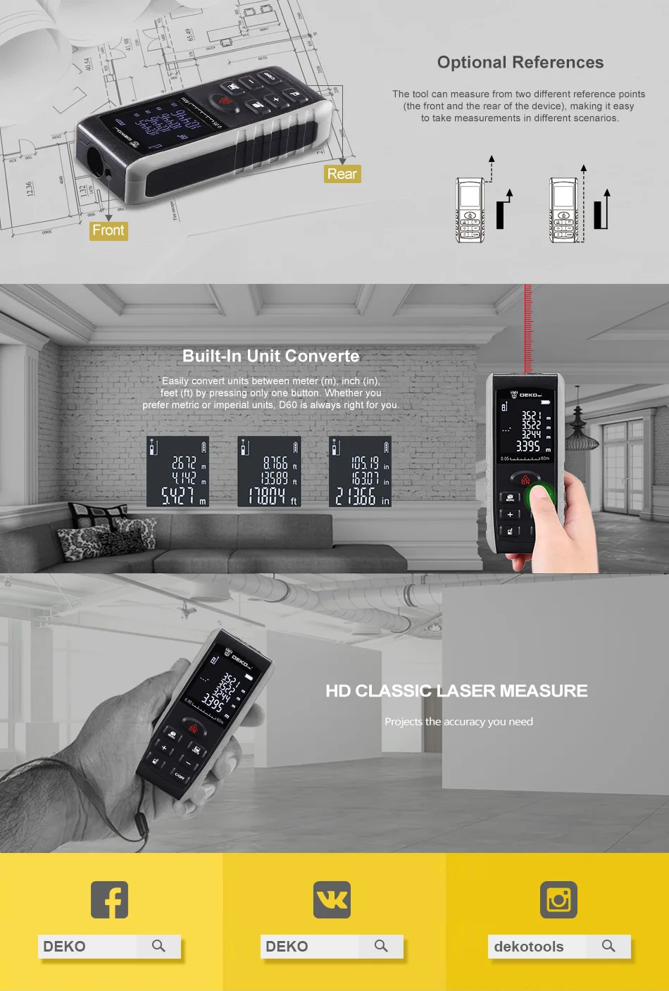 Обувь по заводским ценам DEKO LRE521 лазерный дальномер 40/50/70/100 м двойной измерения лазерный дальномер/площади/объема/по пифагору