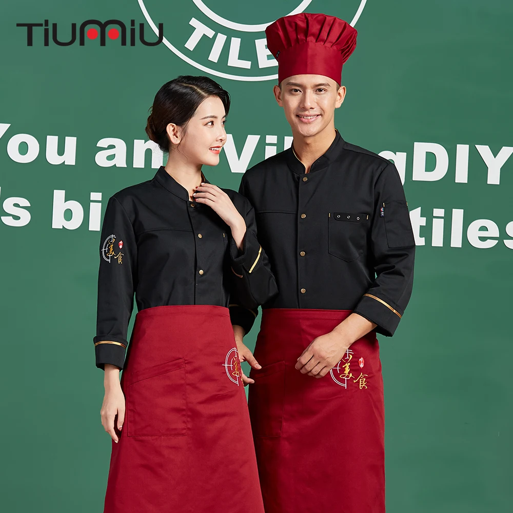 

Chinese Restaurant Kitchen Chef Uniform Men Women Cooking Chef Tops Clothing Single Breasted Long Sleeve Jackets Outfit Overalls