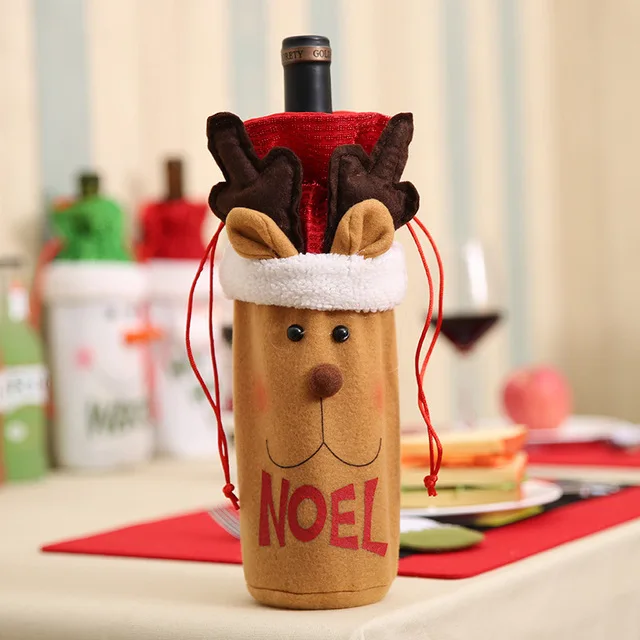 44 вида Рождественская крышка для бутылки с красным вином сумка для украшения дома Санта Снеговик олень стиль бутылки шампанского Декор новогодний мешок подарок - Цвет: Style 18