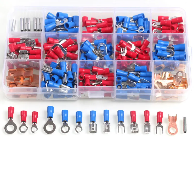 

300Pcs Insulated Electrical Wire Terminals Crimp Butt Connectors Set Assorted Red Blue Copper