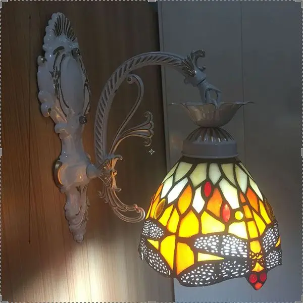 Lampshade15cm WOERFU, современный Средиземноморский настенный светильник, 110 В, 220 В, 8 вариантов, светодиодный настенный светильник, Проходная лестница, ретро настенный светильник, бра, кронштейн, светильник - Цвет абажура: Lampshade15cm