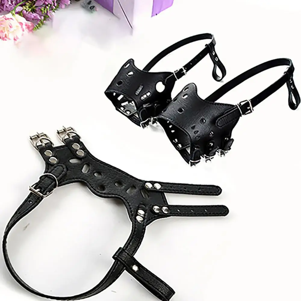 

Adjustable Breathable Mask PU Leather Pet Dog Muzzle Anti Bark Bite Chew Safety for Small Large Dogs Mouth Soft Muzzles Training