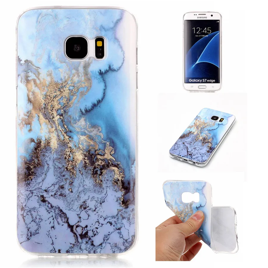 for Samsung Galaxy S7 Edge Case Marble Silicon 3D Print Cover Phone ...