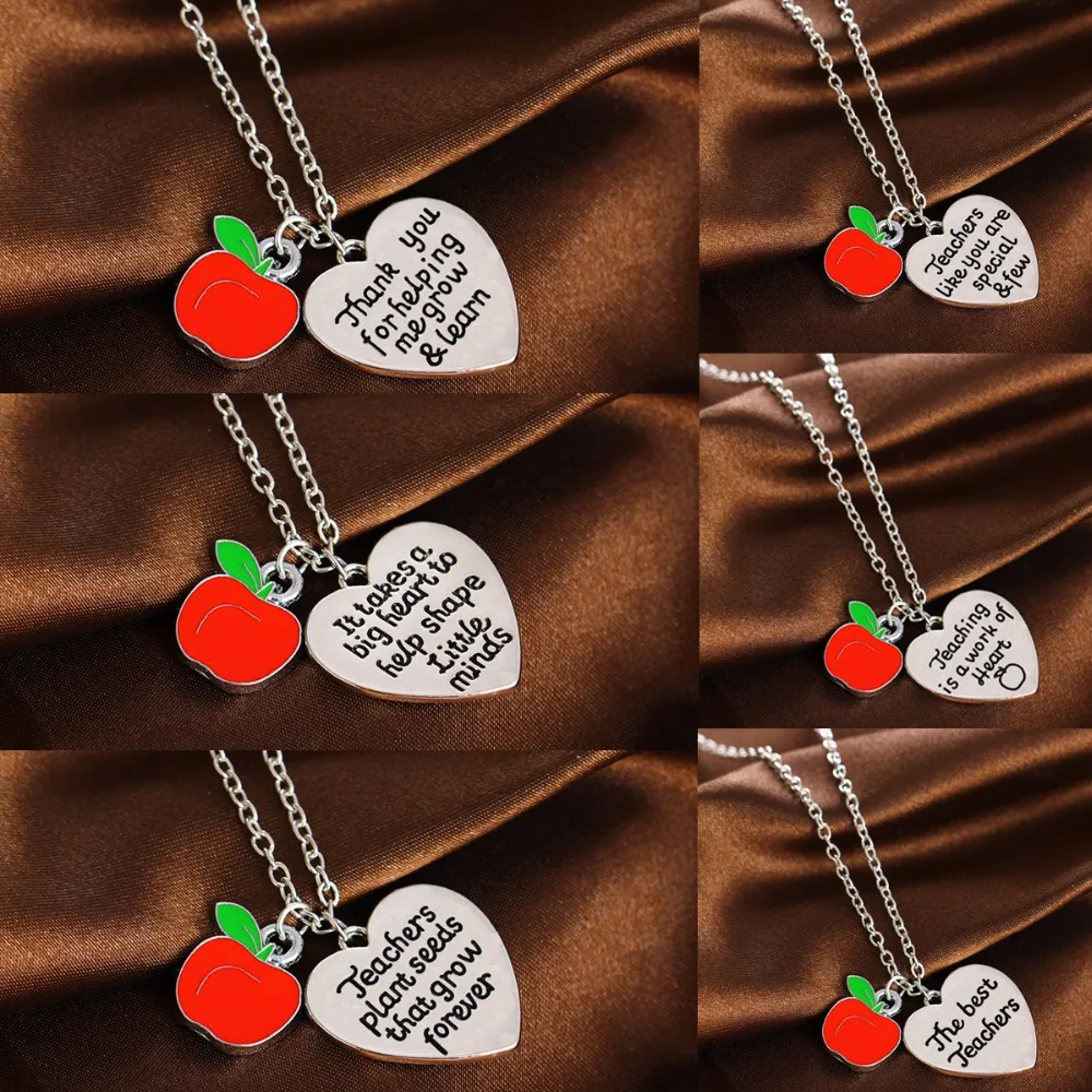 Teachers Appreciation Necklaces Gifts For Teacher Jewelry Apple Love