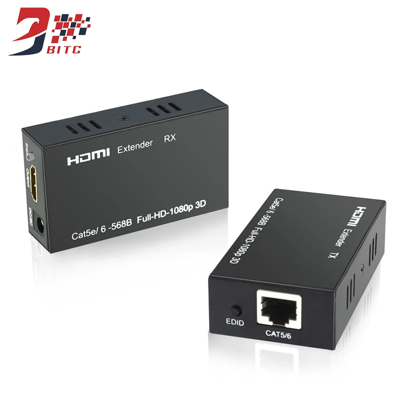 SZBITC HDMI To RJ45 Network Extender 60m HDMI Extender TX RX over single Cat Cat5e/6 Full HD 1080P 3D For Projector HDTV
