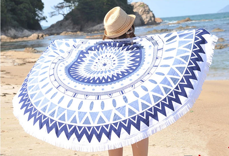 Round Beach Towels Beach Towel round towel bathroom tassel printing Big
