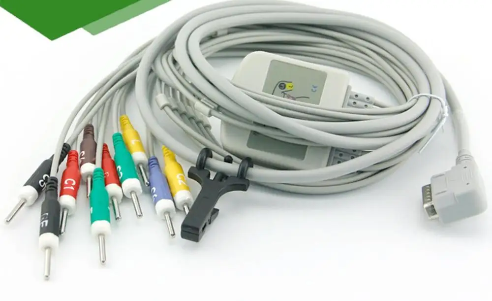 Для Kenz PC 109 кабель для ЭКГ ECG 108/110 1203 1205 Cardico 302 15PIN цельный 10 Lead ECG/EKG AHA IEC кабель| |