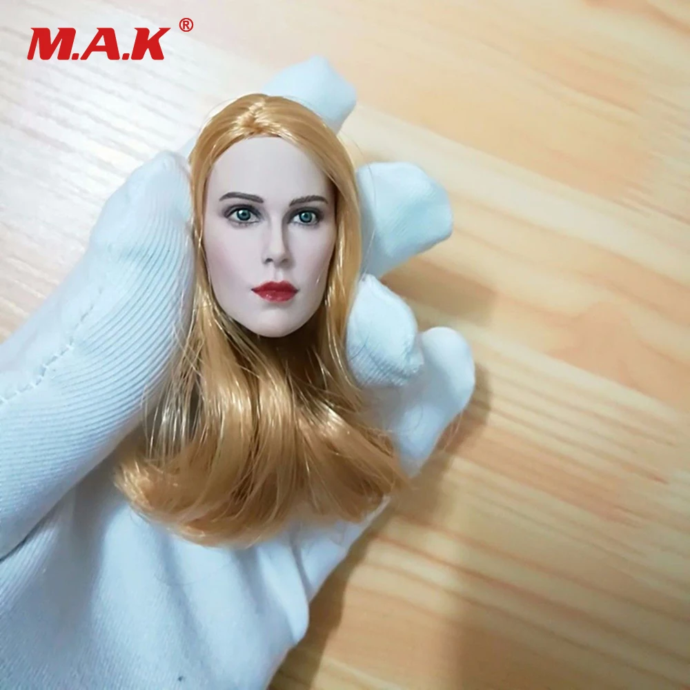 Details about   1/6 Scale Beauty Blonde Hair Girl Head Sculpt Expression Head Carved F 12'' Body 