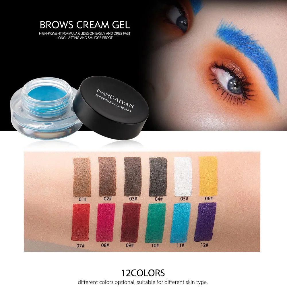

Makeup Eyebrow Gel Professional Makeup 12 Colors High Tint Eyebrow Cream Brown Green Waterproof Eyebrow Gel With Brushes Tool