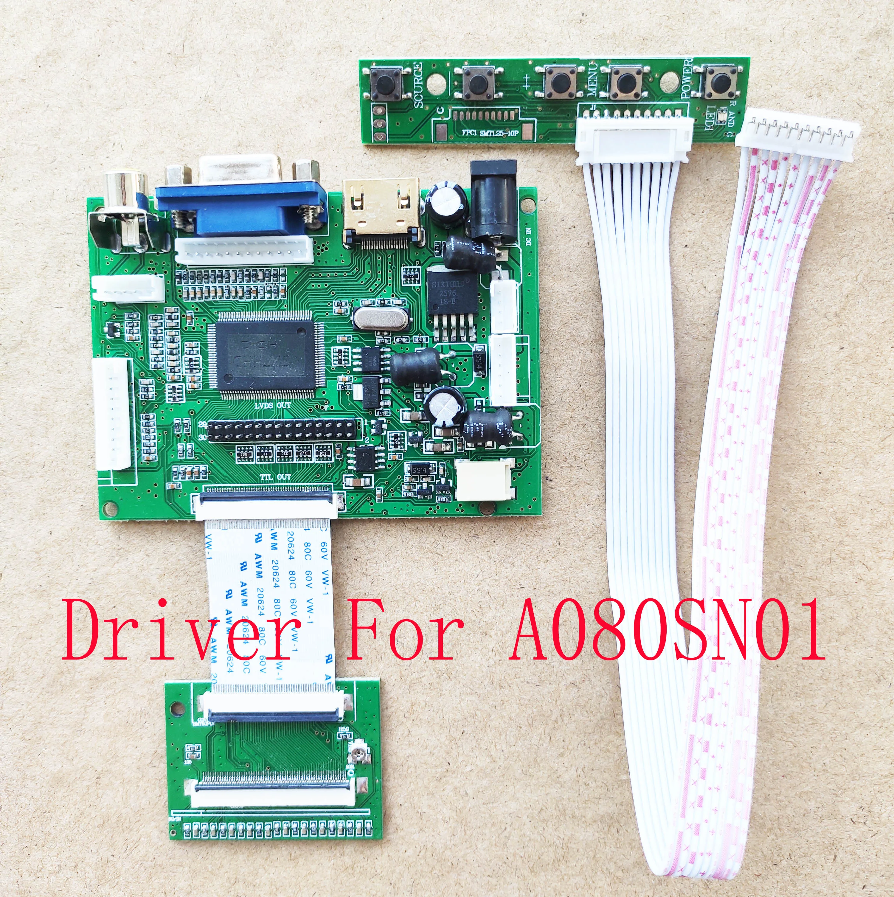 

A080SN01 Dedicated Driver Board Support 5V 12V Rasbperry Pi 8inch 4:3 HDMI VGA AV Board