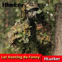 Охотничья Тактическая Военная 3D Джунгли лист лес камуфляжная одежда ghillie Костюмы снайперская Боевая невидимость плащ для мужчин и женщин