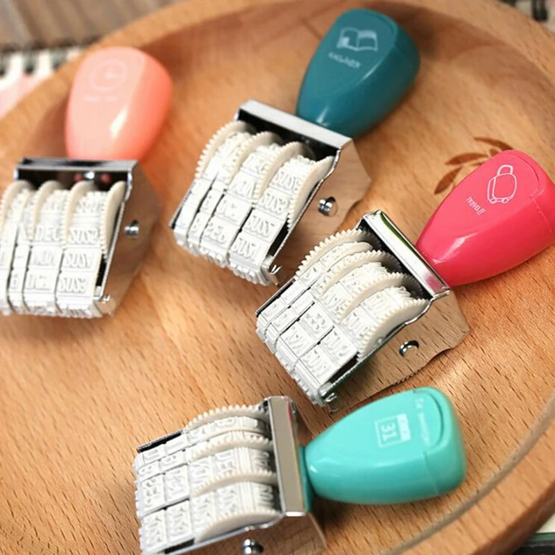 

4pcs Hot Sale Vintage Retro Rolling Words Date Scrapbooking Stamps Wheel Rubber Dater Stamp Stationery Color Random Papelaria