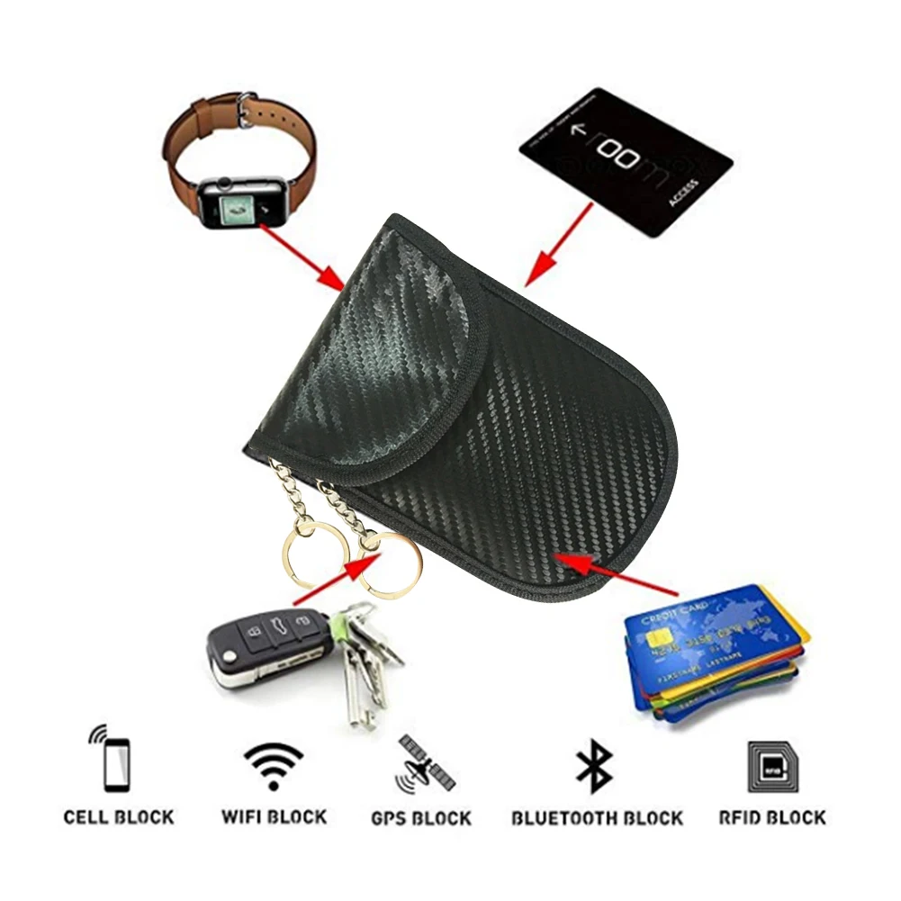 Автомобильный ключ чехол, блокирующий сигнал технологии радиочастотной идентификации/WI-FI/GSM/LTE/NFC защиты без ключа пульты дистанционного управления Управление запись Fob защитный сигнальный блокирующий чехол сумка