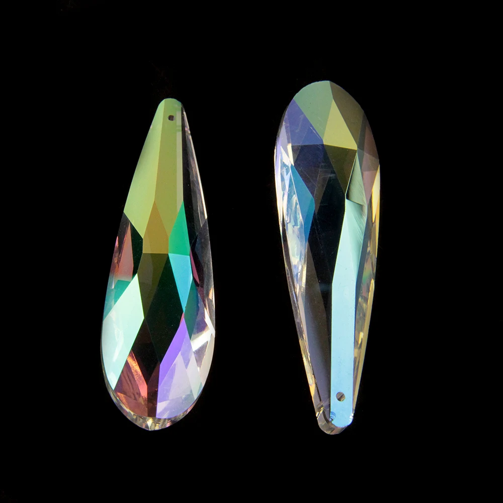 

50pcs/lot 76mm AB Colorful Crystal Glass chandelier Pendants, Gorgeous Crystal Glass Prisms Glass Teardrop For Home Decoration