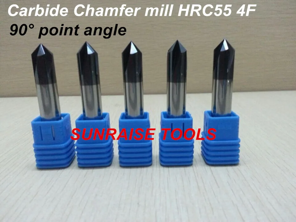 

D10mm x 60L 20pcs 4F 90 degree Chamfer mills for matel HRC55 free shipping good quality with coating NCN tools parts