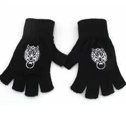 Модные Прихватки для мангала аниме Final Fantasy Волчья Голова Логотип половина палец кашемировые плюшевые вязать перчатки зимние теплые